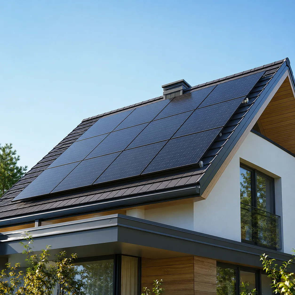 Panneaux solaires installés sur la toiture d'une maison